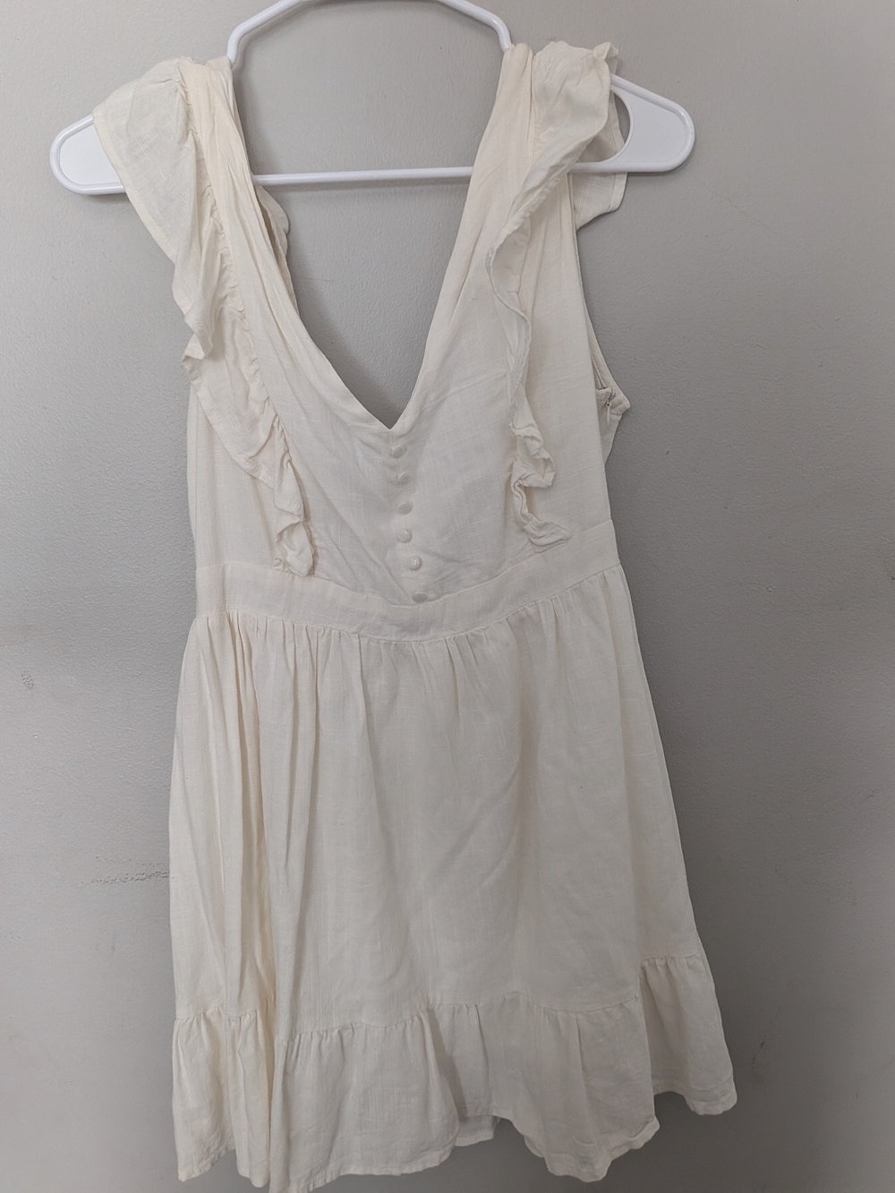 Vici Cream Ruffle V-Neck Mini Dress